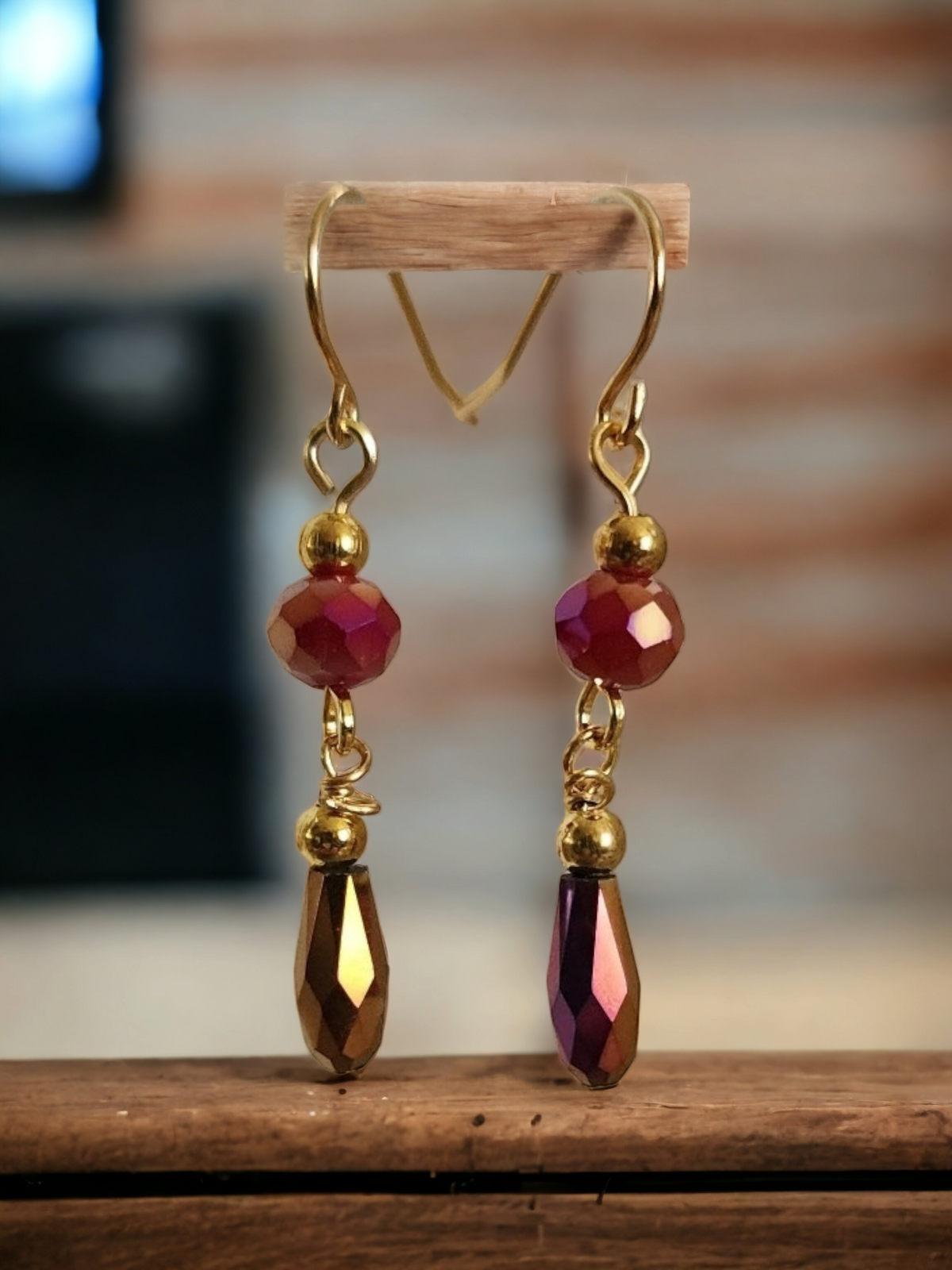 Crystal Drop Earrings Fuschia and Pink