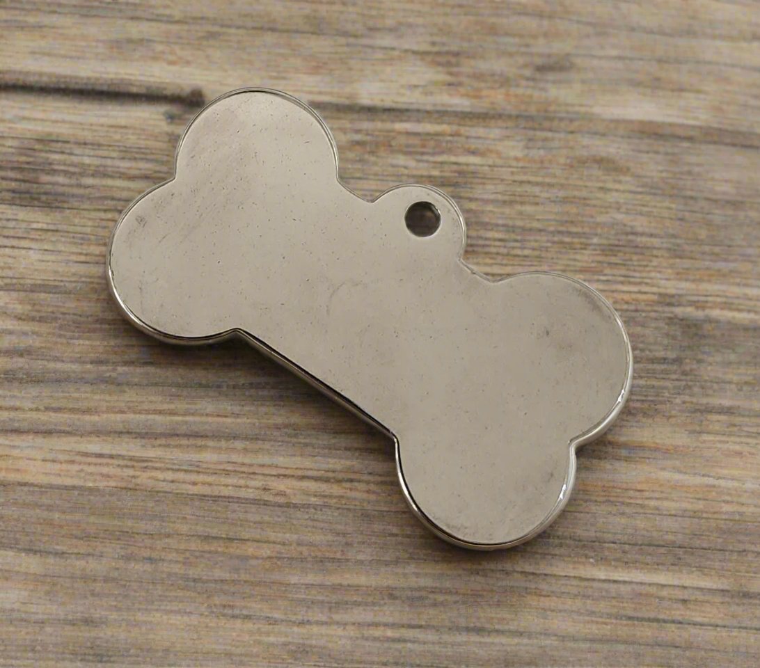 Engravable Stainless Steel Dog Bone Tag - Wolf Moon Designs