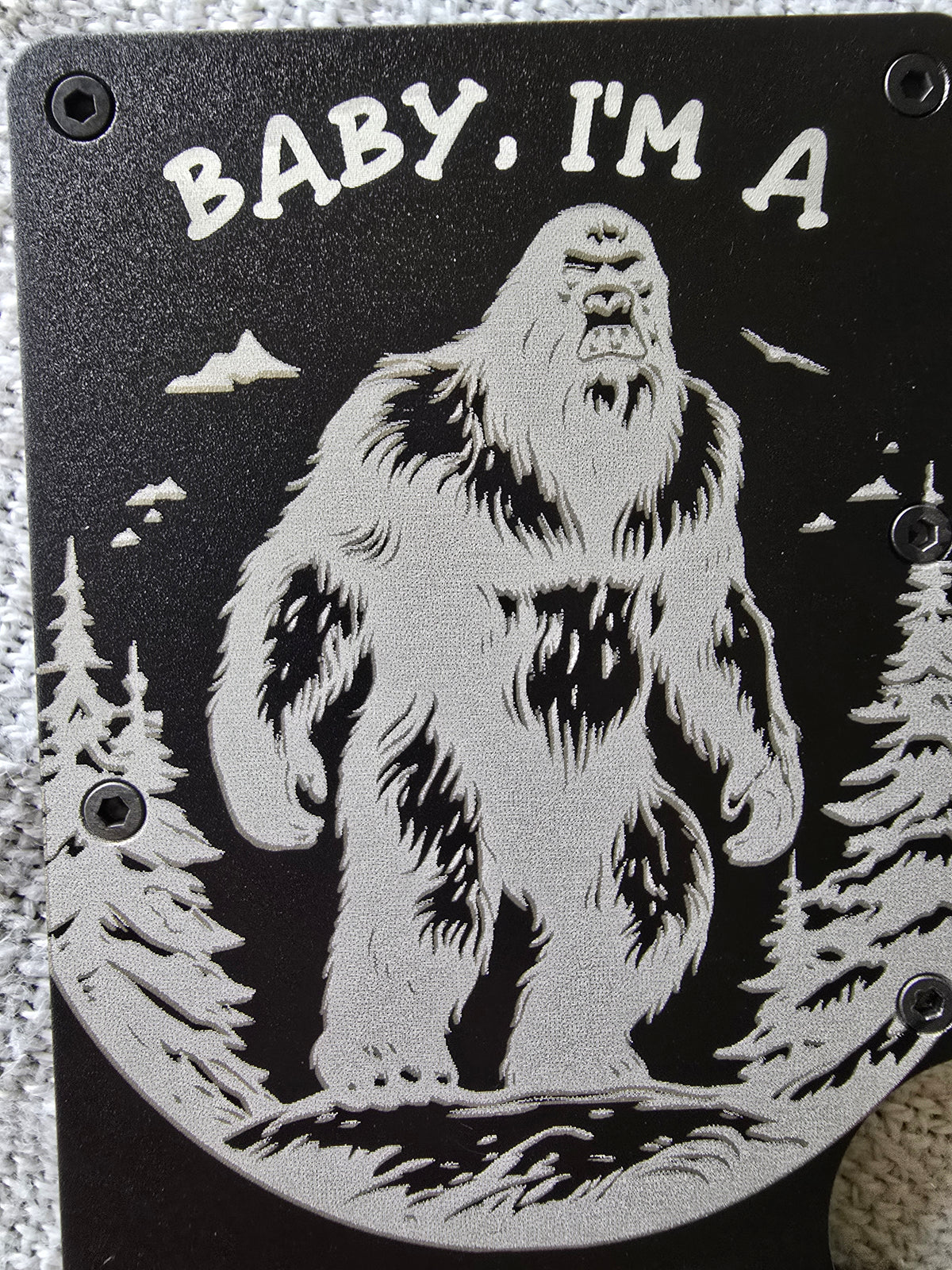 Sasquatch Bigfoot RFID Custom Slim Metal Wallet - Black