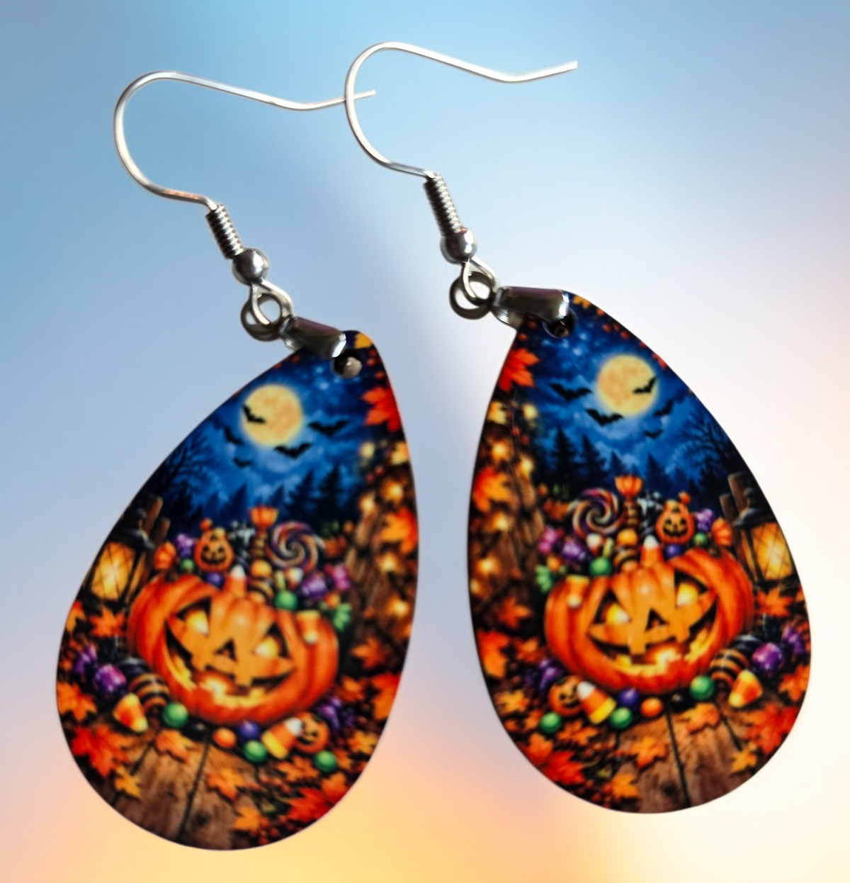Jack O'Lantern Earrings - Lightweight, Hypoallergenic