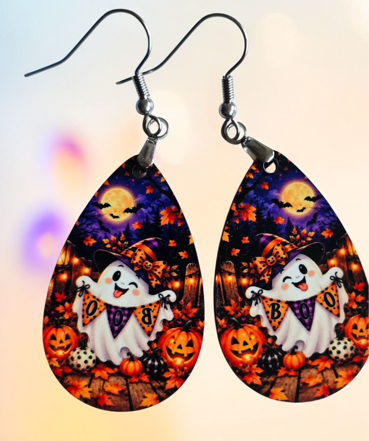 Playful Ghost Fall Earrings - Lightweight, Hypoallergenic