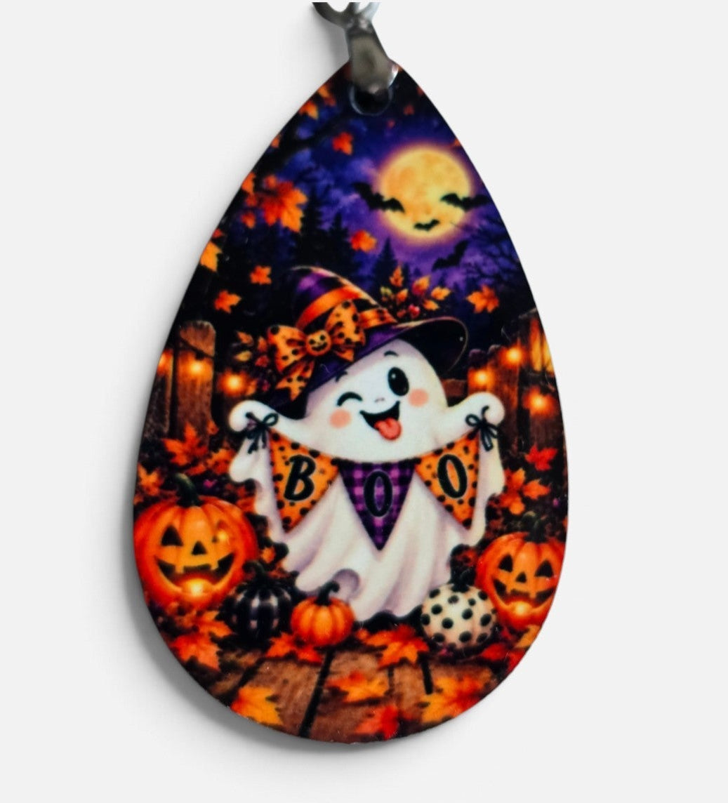 Playful Ghost Fall Earrings - Lightweight, Hypoallergenic
