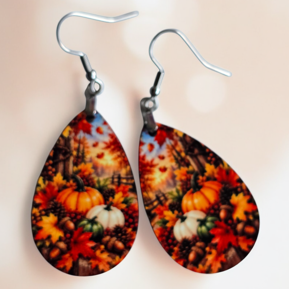 Pumpkin Patch Fall Earrings - Lightweight, Hypoallergenic