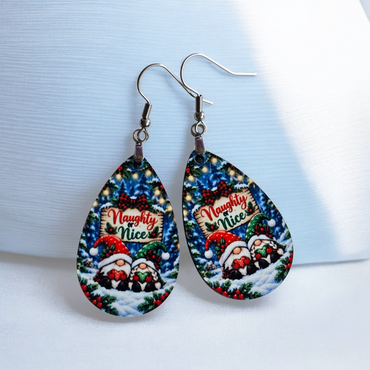 Naughty or Nice Christmas Earrings - Lightweight, Hypoallergenic