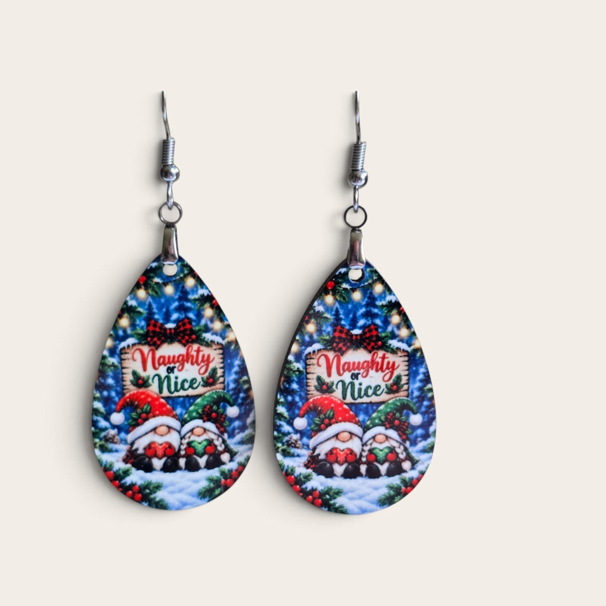 Naughty or Nice Christmas Earrings - Lightweight, Hypoallergenic