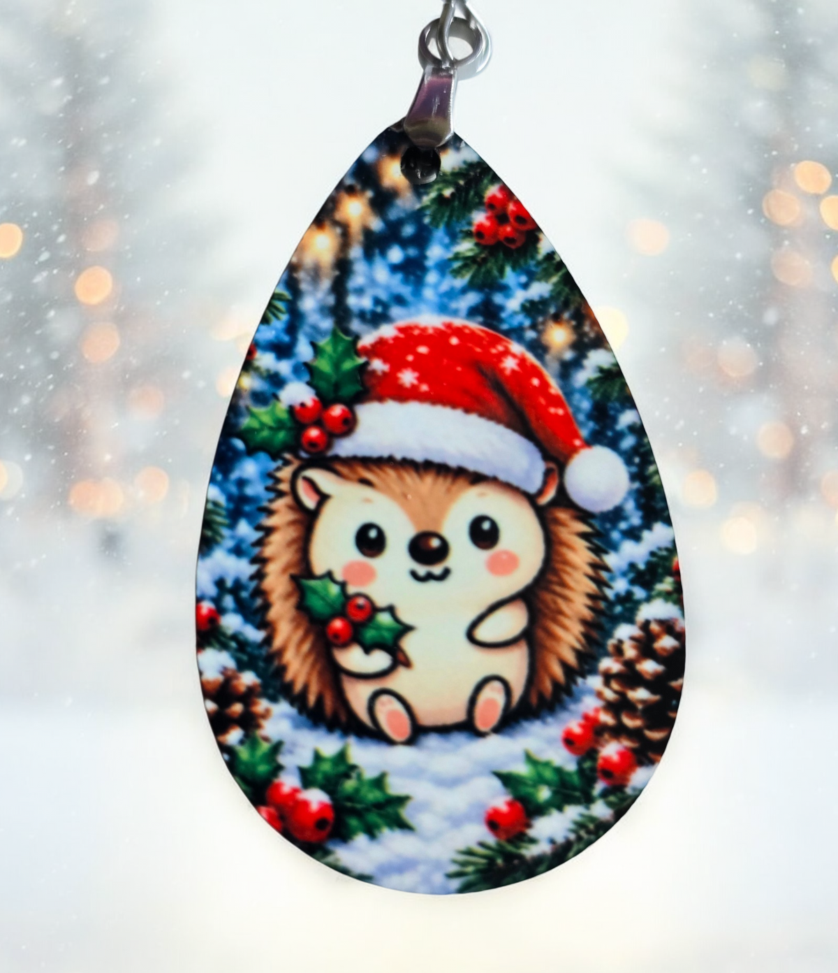 Adorable Hedgehog Christmas Earrings - Lightweight, Hypoallergenic