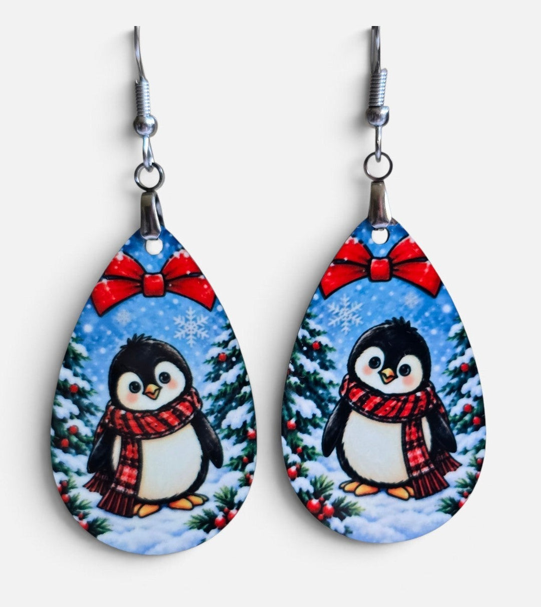 Cute Penguin Christmas Earrings - Lightweight, Hypoallergenic