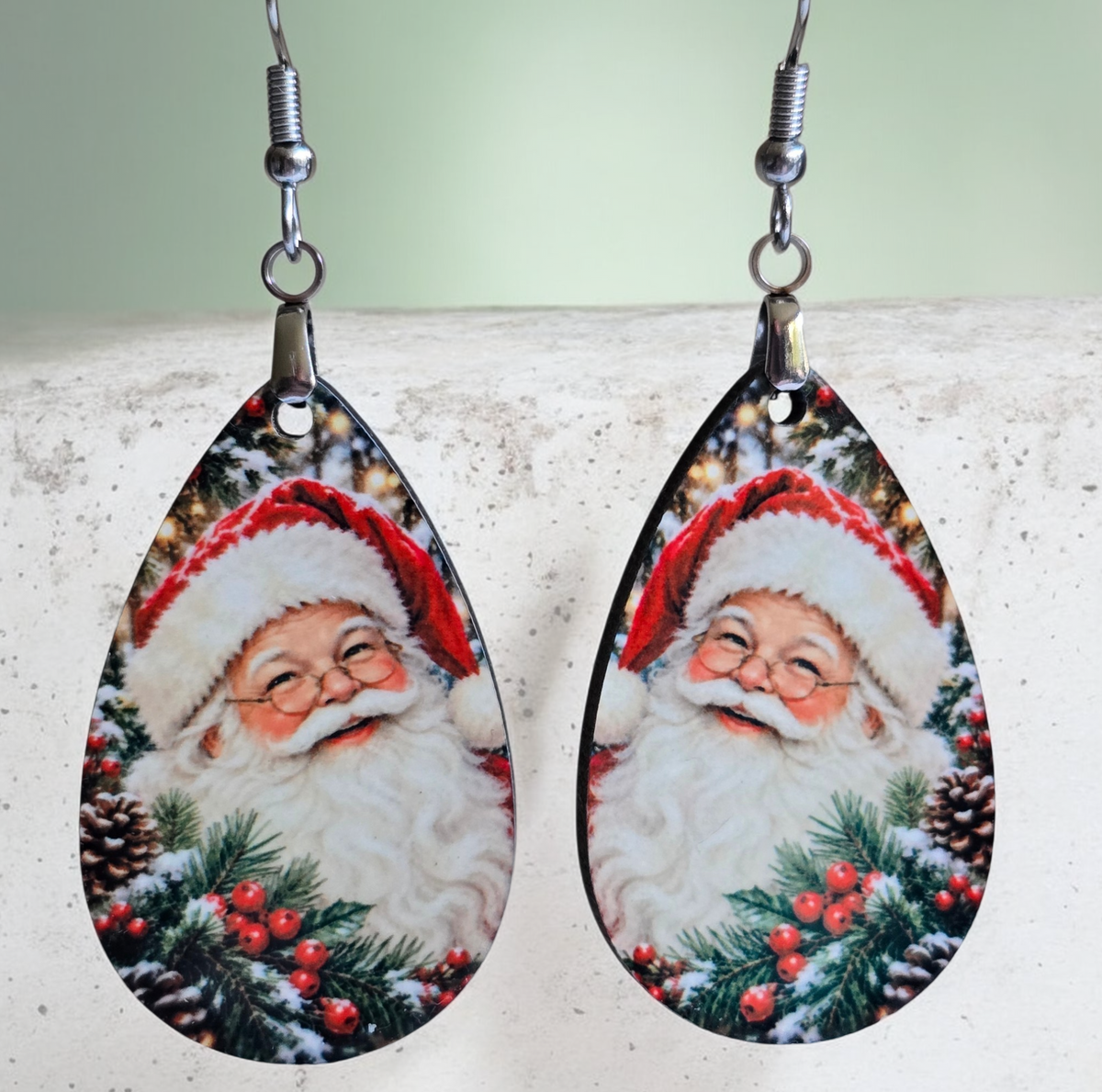 Jolly Santa Claus Earrings - Lightweight, Hypoallergenic