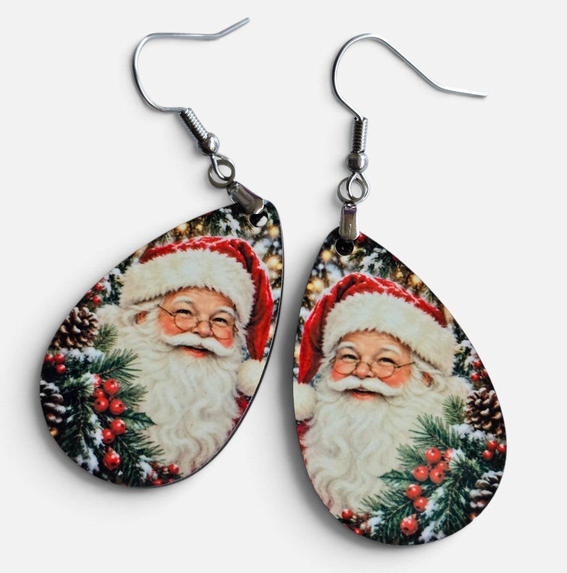 Jolly Santa Claus Earrings - Lightweight, Hypoallergenic