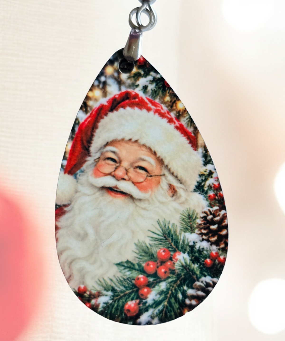 Jolly Santa Claus Earrings - Lightweight, Hypoallergenic