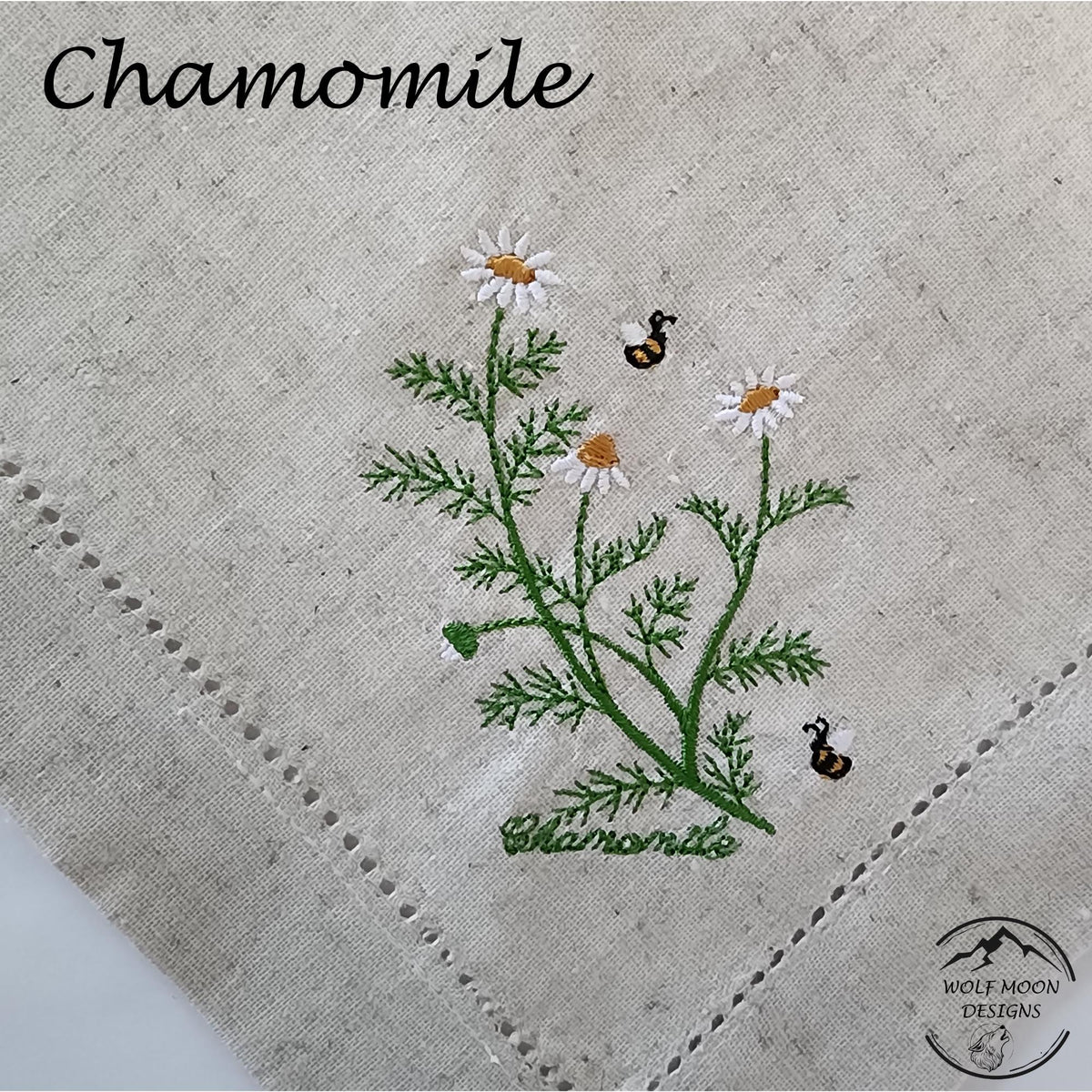Embroidered XLarge Herb Napkins with Cute Bug Accents, Matching Napkin Rings Available too!