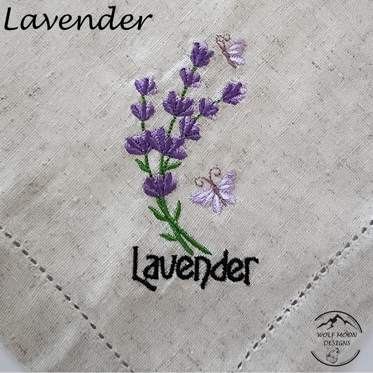 Embroidered XLarge Herb Napkins with Cute Bug Accents, Black Bold Text,  Matching Napkin Rings Available too!